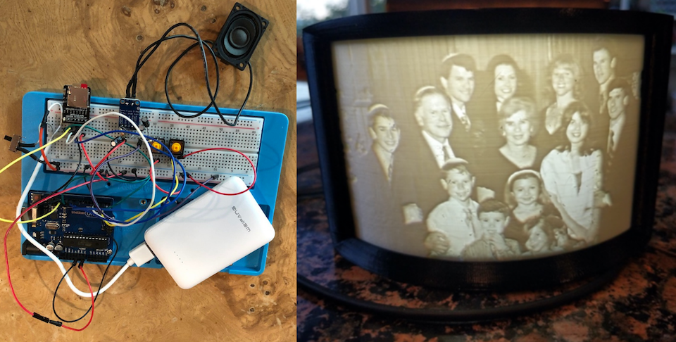 A lithophane box with a photo of my family